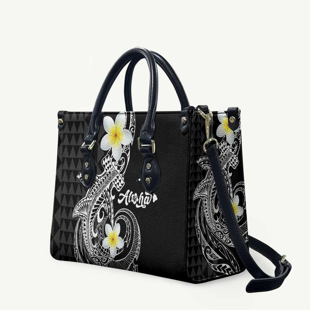 Aloha Hammerhead Shark Leather Bag Black Hawaiian Kakau Tribal Tattoo - Polynesian Pride