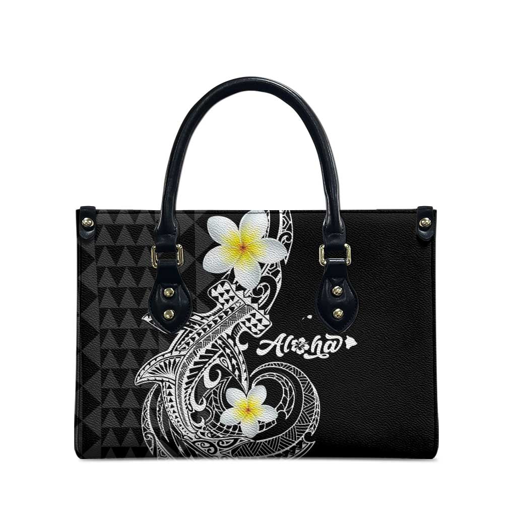 Aloha Hammerhead Shark Leather Bag Black Hawaiian Kakau Tribal Tattoo - Polynesian Pride