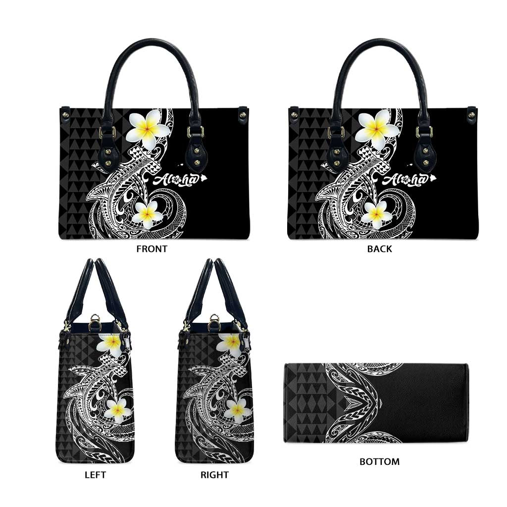Aloha Hammerhead Shark Leather Bag Black Hawaiian Kakau Tribal Tattoo - Polynesian Pride