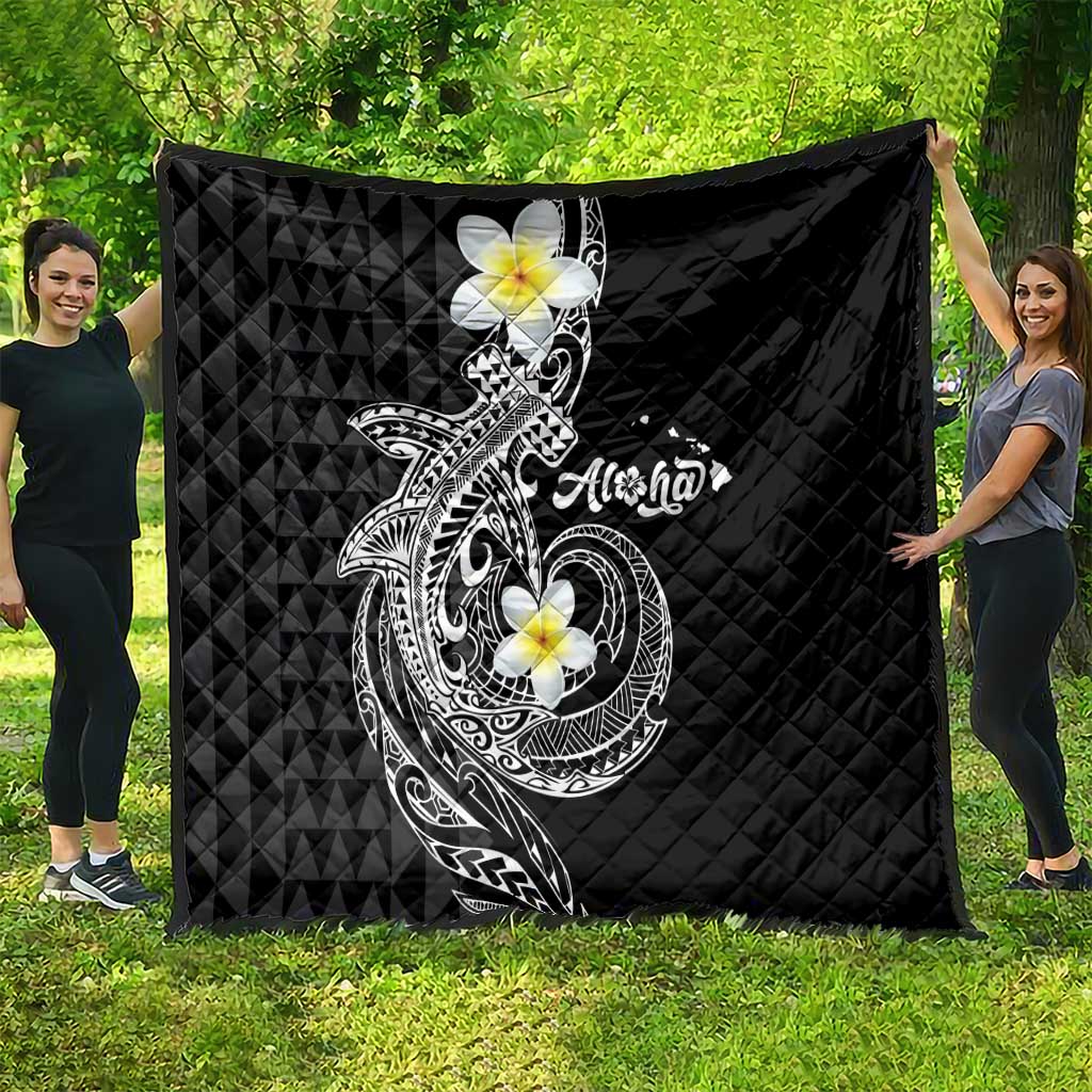 Aloha Hammerhead Shark Quilt Black Hawaiian Kakau Tribal Tattoo