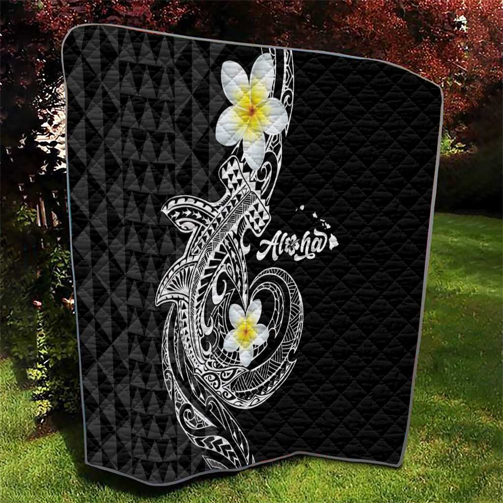 Aloha Hammerhead Shark Quilt Black Hawaiian Kakau Tribal Tattoo