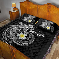 Aloha Hammerhead Shark Quilt Bed Set Black Hawaiian Kakau Tribal Tattoo