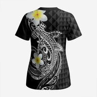 Aloha Hammerhead Shark Scrub Top Black Hawaiian Kakau Tribal Tattoo - Polynesian Pride