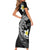 Aloha Hammerhead Shark Short Sleeve Bodycon Dress Black Hawaiian Kakau Tribal Tattoo