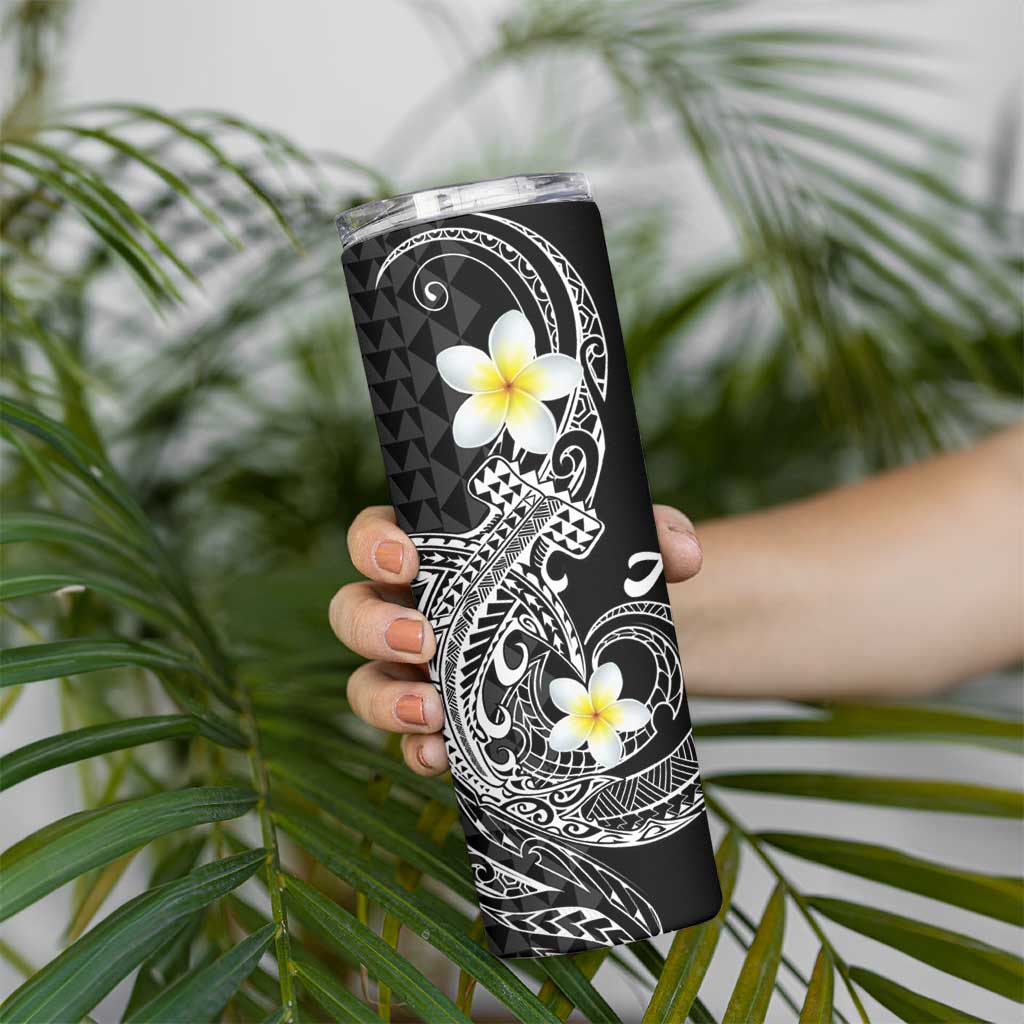 Aloha Hammerhead Shark Skinny Tumbler Black Hawaiian Kakau Tribal Tattoo