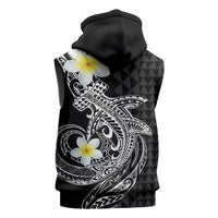 Aloha Hammerhead Shark Sleeveless Zip Hoodie Black Hawaiian Kakau Tribal Tattoo - Polynesian Pride