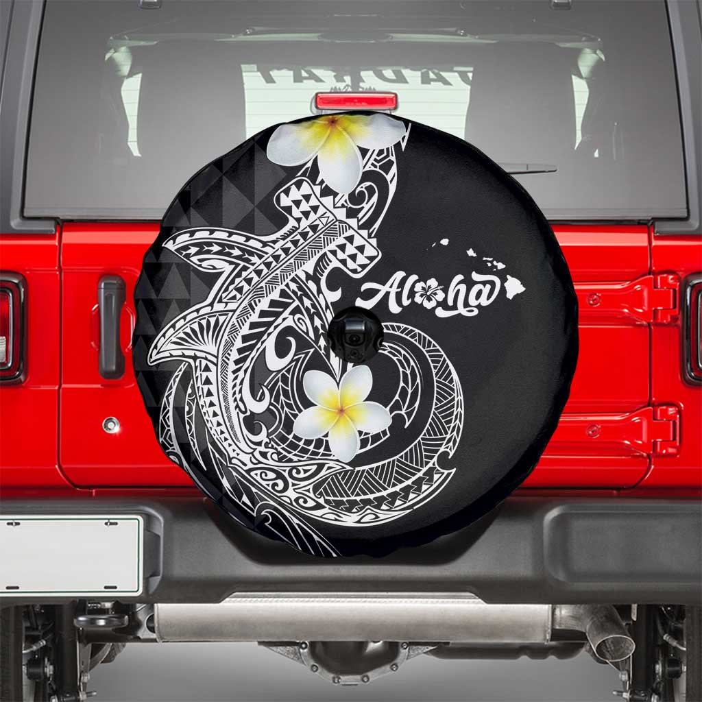 Aloha Hammerhead Shark Spare Tire Cover Black Hawaiian Kakau Tribal Tattoo