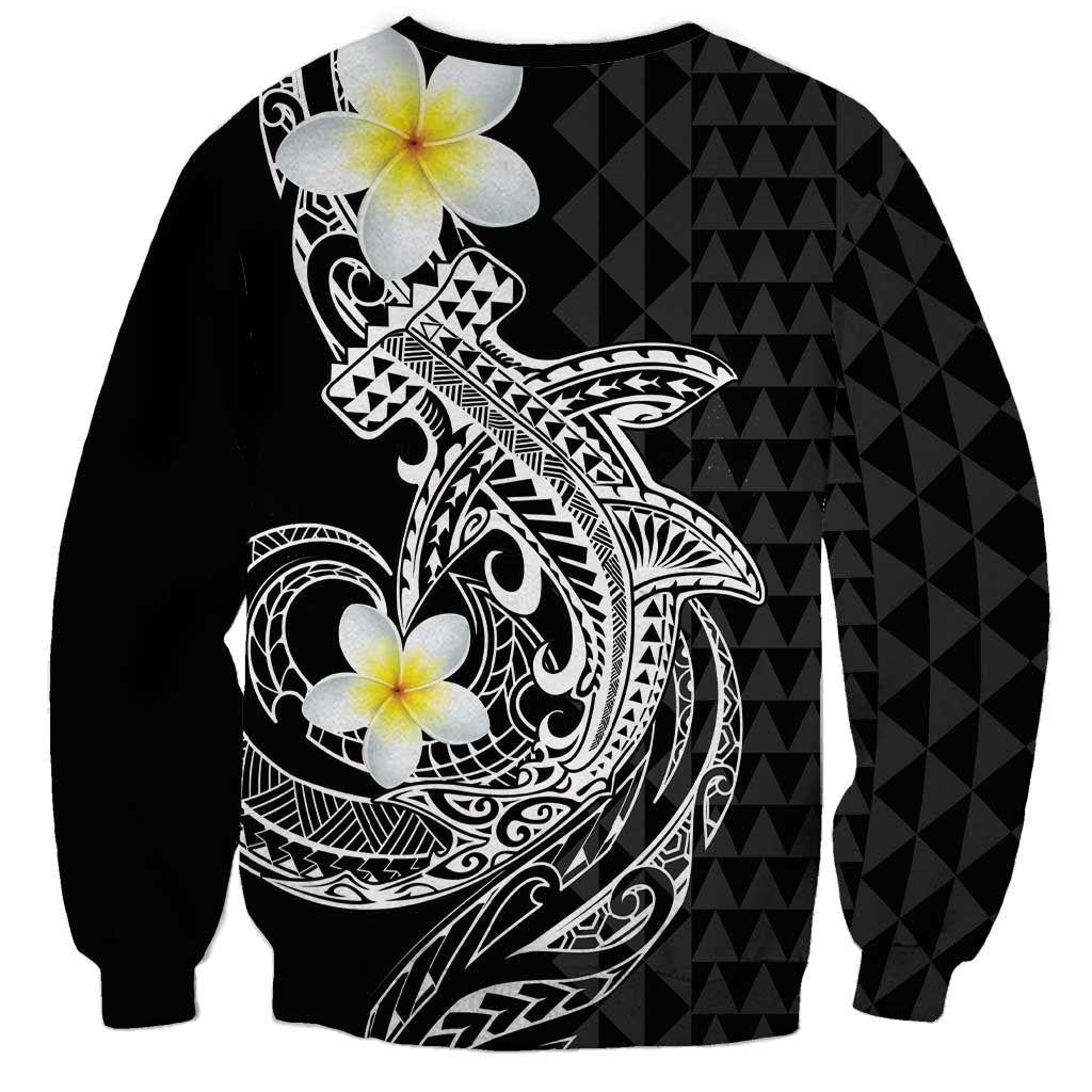 Aloha Hammerhead Shark Sweatshirt Black Hawaiian Kakau Tribal Tattoo