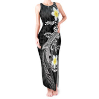 Aloha Hammerhead Shark Tank Maxi Dress Black Hawaiian Kakau Tribal Tattoo
