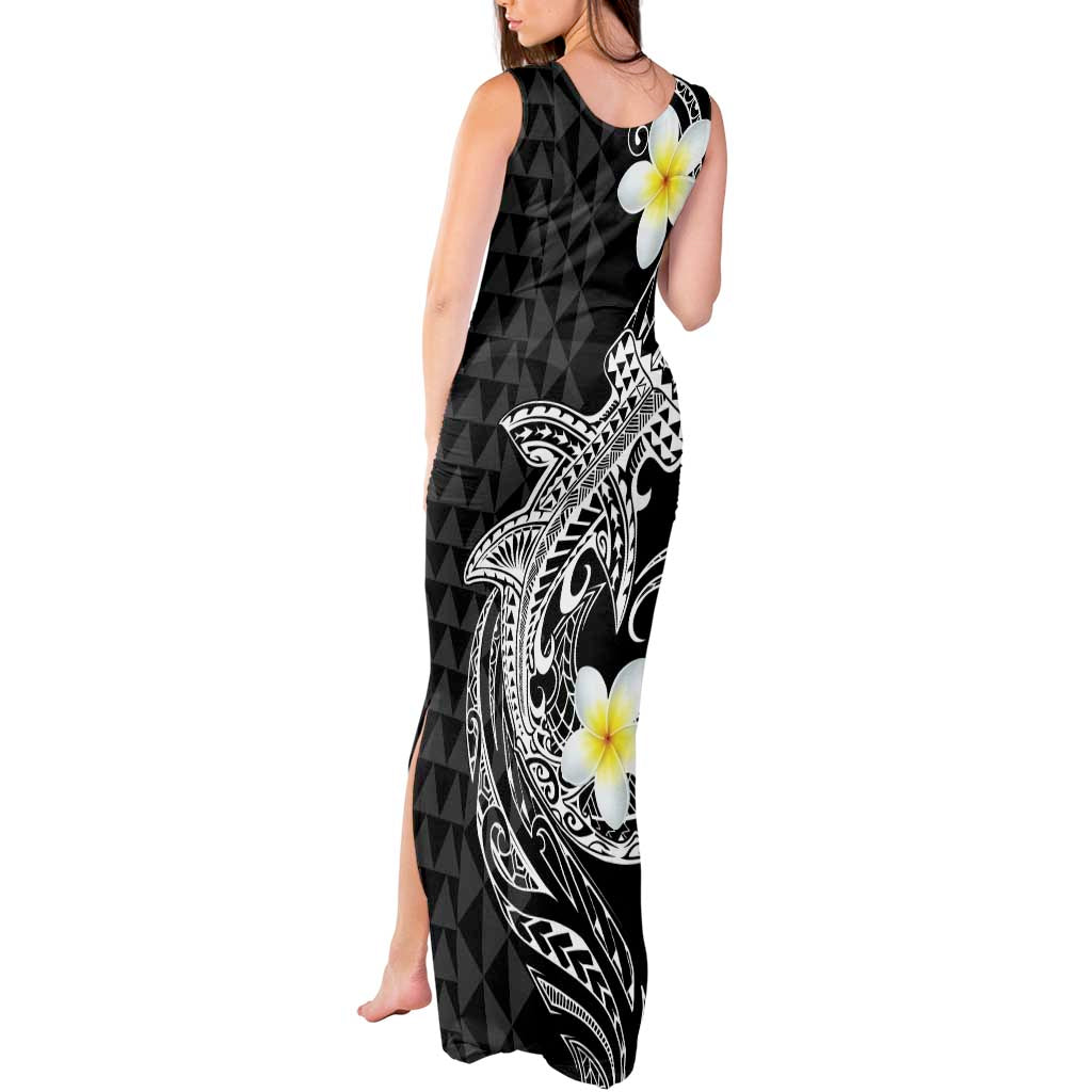 Aloha Hammerhead Shark Tank Maxi Dress Black Hawaiian Kakau Tribal Tattoo