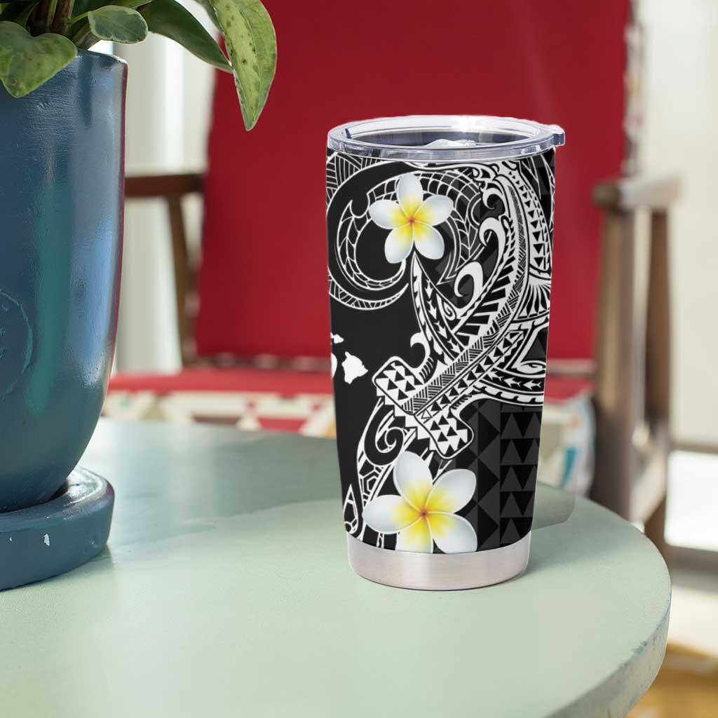 Aloha Hammerhead Shark Tumbler Cup Black Hawaiian Kakau Tribal Tattoo