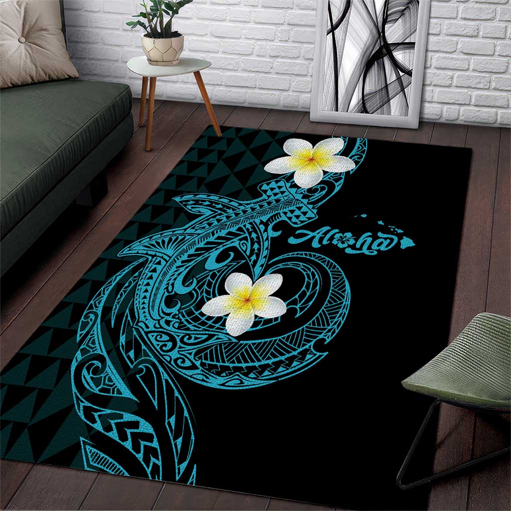 Aloha Hammerhead Shark Area Rug Calypso Hawaiian Kakau Tribal Tattoo