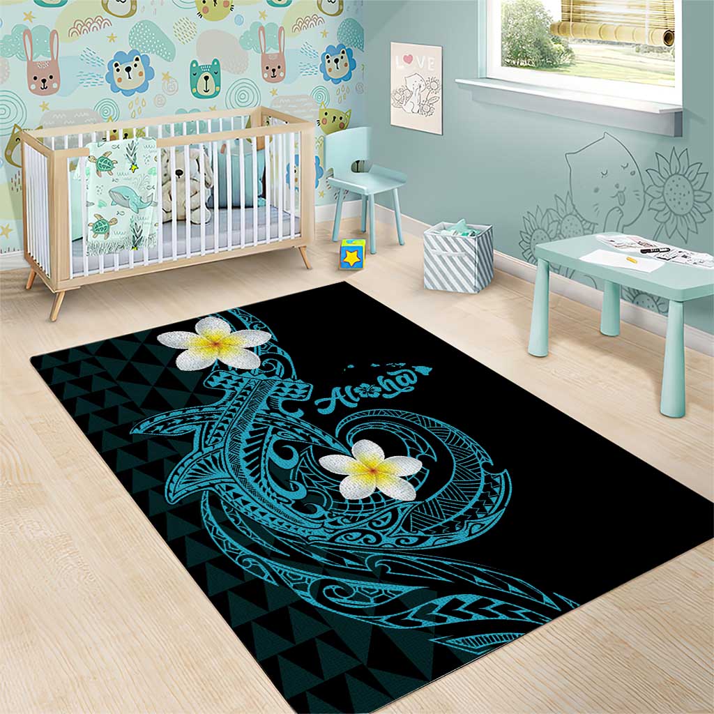 Aloha Hammerhead Shark Area Rug Calypso Hawaiian Kakau Tribal Tattoo