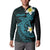 Aloha Hammerhead Shark Button Sweatshirt Calypso Hawaiian Kakau Tribal Tattoo