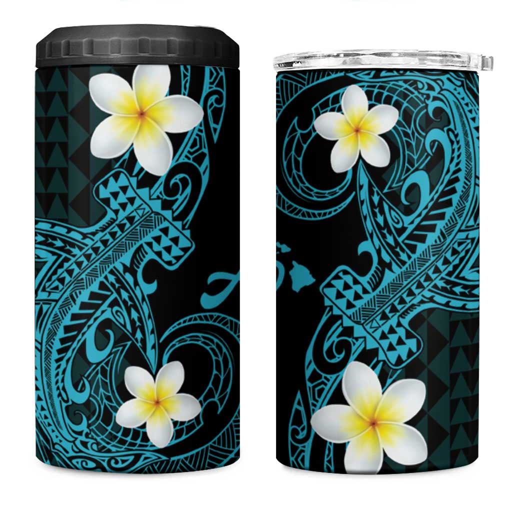Aloha Hammerhead Shark 4 in 1 Can Cooler Tumbler Calypso Hawaiian Kakau Tribal Tattoo