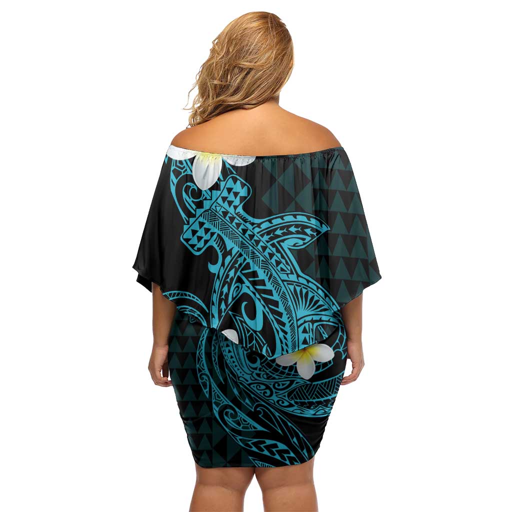Aloha Hammerhead Shark Family Matching Off Shoulder Short Dress and Hawaiian Shirt Calypso Hawaiian Kakau Tribal Tattoo LT9 - Polynesian Pride