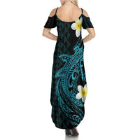 Aloha Hammerhead Shark Family Matching Summer Maxi Dress and Hawaiian Shirt Calypso Hawaiian Kakau Tribal Tattoo