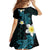 Aloha Hammerhead Shark Kid Short Sleeve Dress Calypso Hawaiian Kakau Tribal Tattoo