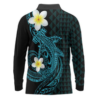 Aloha Hammerhead Shark Long Sleeve Polo Shirt Calypso Hawaiian Kakau Tribal Tattoo