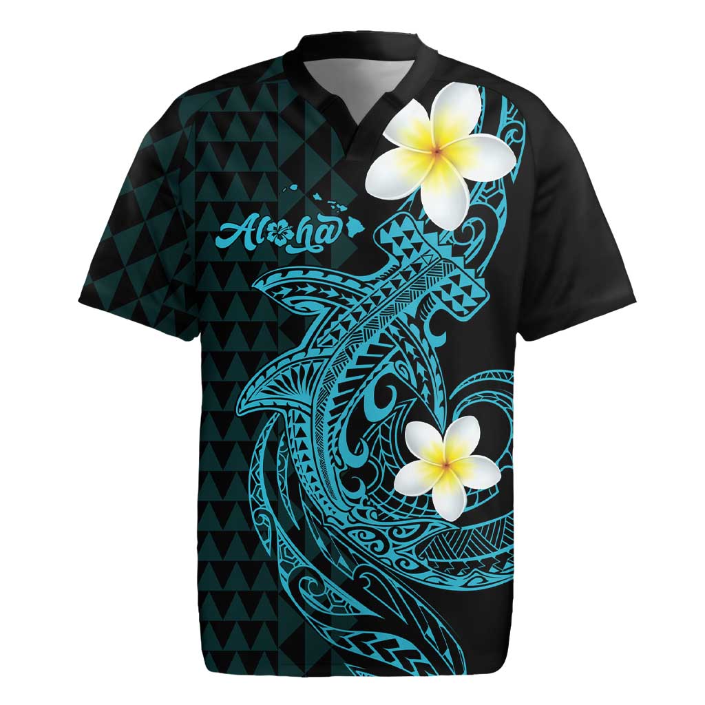 Aloha Hammerhead Shark Rugby Jersey Calypso Hawaiian Kakau Tribal Tattoo