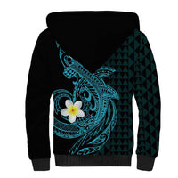 Aloha Hammerhead Shark Sherpa Hoodie Calypso Hawaiian Kakau Tribal Tattoo