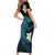 Aloha Hammerhead Shark Short Sleeve Bodycon Dress Calypso Hawaiian Kakau Tribal Tattoo