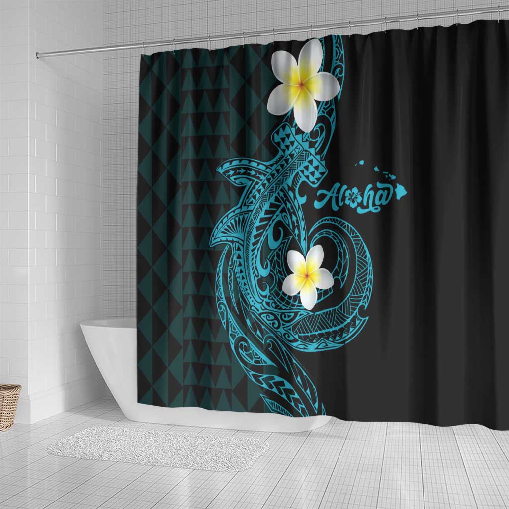 Aloha Hammerhead Shark Shower Curtain Calypso Hawaiian Kakau Tribal Tattoo