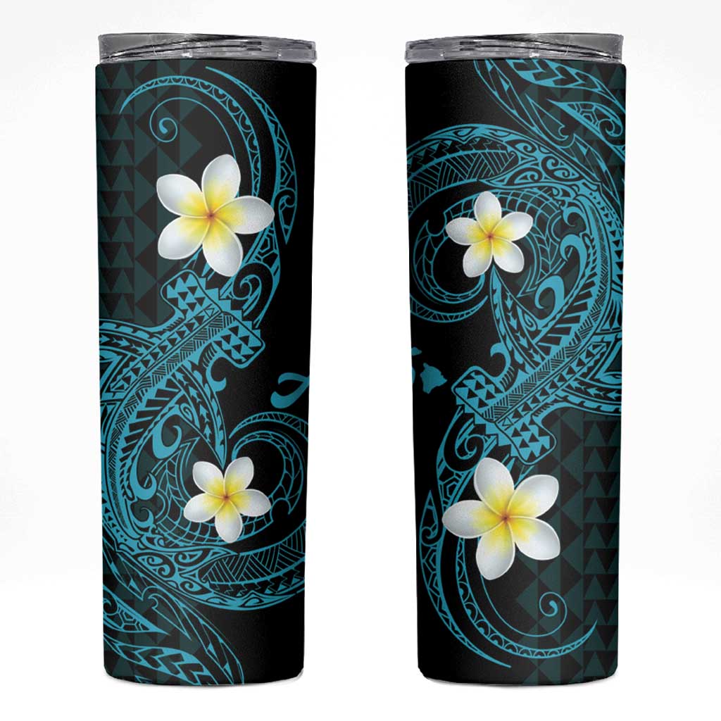 Aloha Hammerhead Shark Skinny Tumbler Calypso Hawaiian Kakau Tribal Tattoo