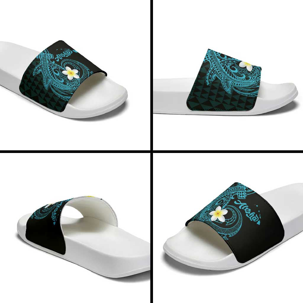 Aloha Hammerhead Shark Slide Sandals Calypso Hawaiian Kakau Tribal Tattoo - Polynesian Pride
