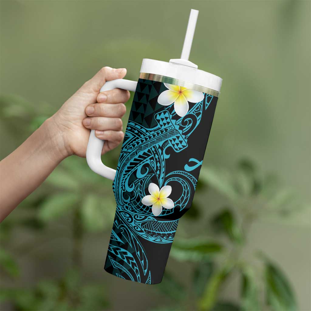 Aloha Hammerhead Shark Tumbler With Handle Calypso Hawaiian Kakau Tribal Tattoo