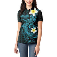 Aloha Hammerhead Shark Women Polo Shirt Calypso Hawaiian Kakau Tribal Tattoo