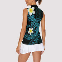 Aloha Hammerhead Shark Women Sleeveless Polo Shirt Calypso Hawaiian Kakau Tribal Tattoo
