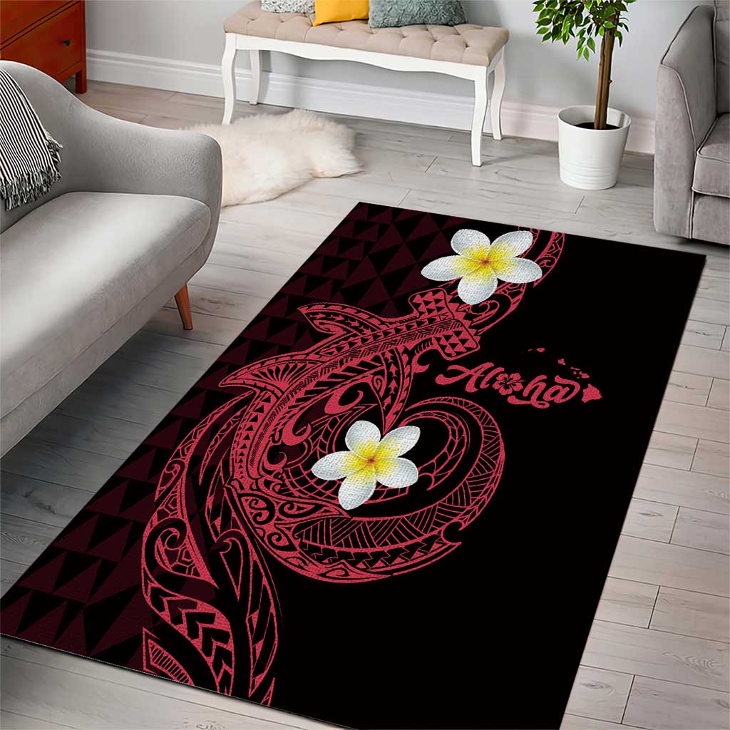 Aloha Hammerhead Shark Area Rug Feverish Pink Hawaiian Kakau Tribal Tattoo