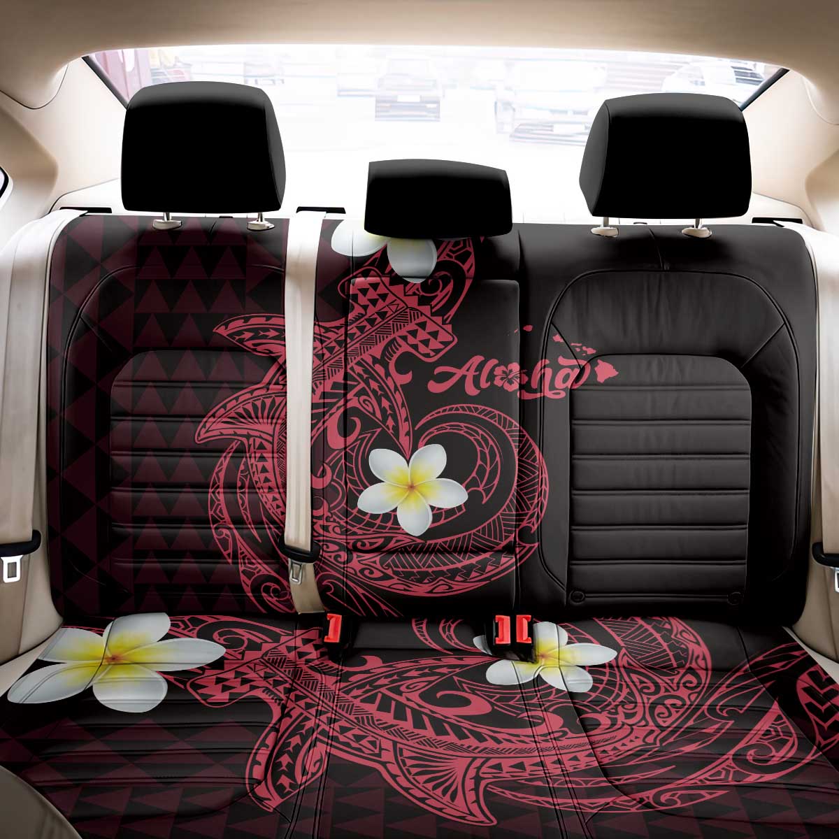 Aloha Hammerhead Shark Back Car Seat Cover Feverish Pink Hawaiian Kakau Tribal Tattoo