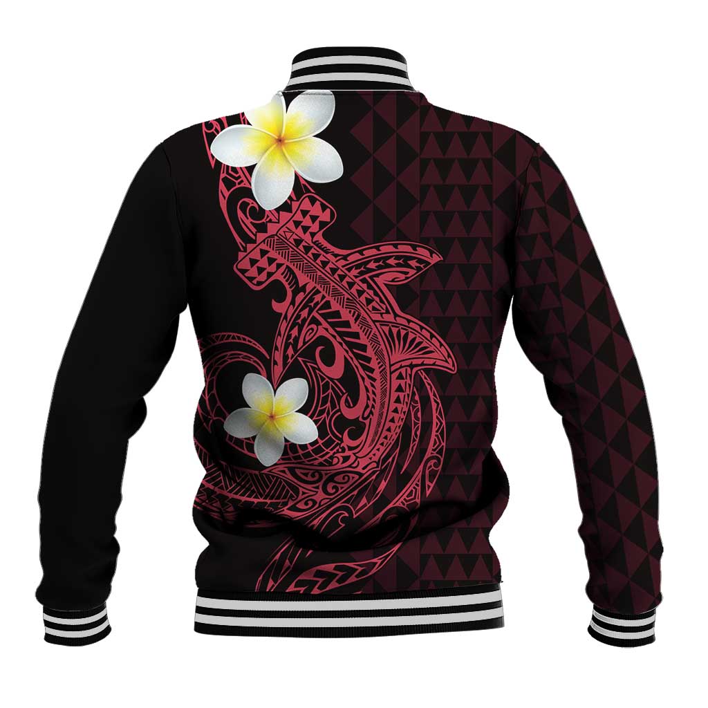 Aloha Hammerhead Shark Baseball Jacket Feverish Pink Hawaiian Kakau Tribal Tattoo