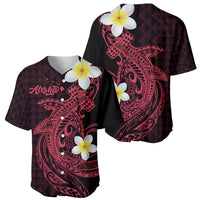 Aloha Hammerhead Shark Baseball Jersey Feverish Pink Hawaiian Kakau Tribal Tattoo