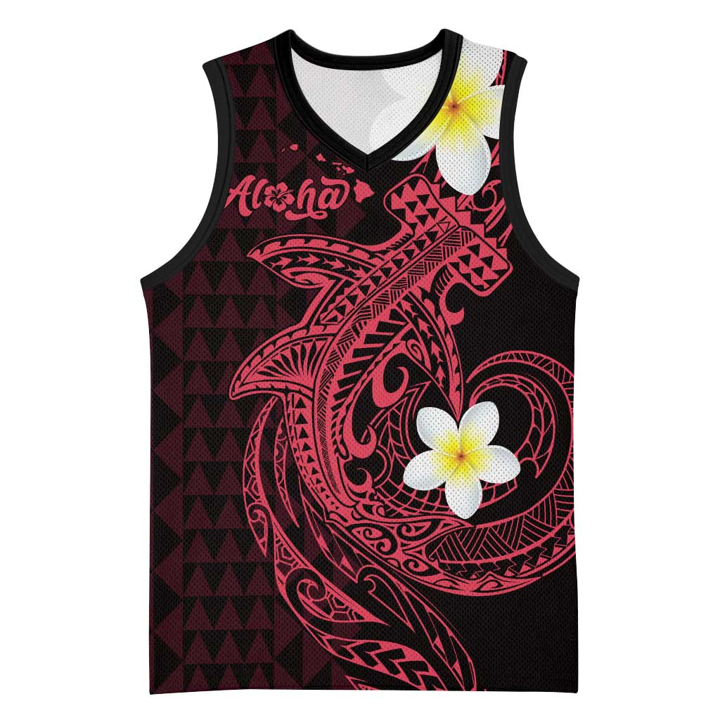 Aloha Hammerhead Shark Basketball Jersey Feverish Pink Hawaiian Kakau Tribal Tattoo LT9 Unisex Pink - Polynesian Pride