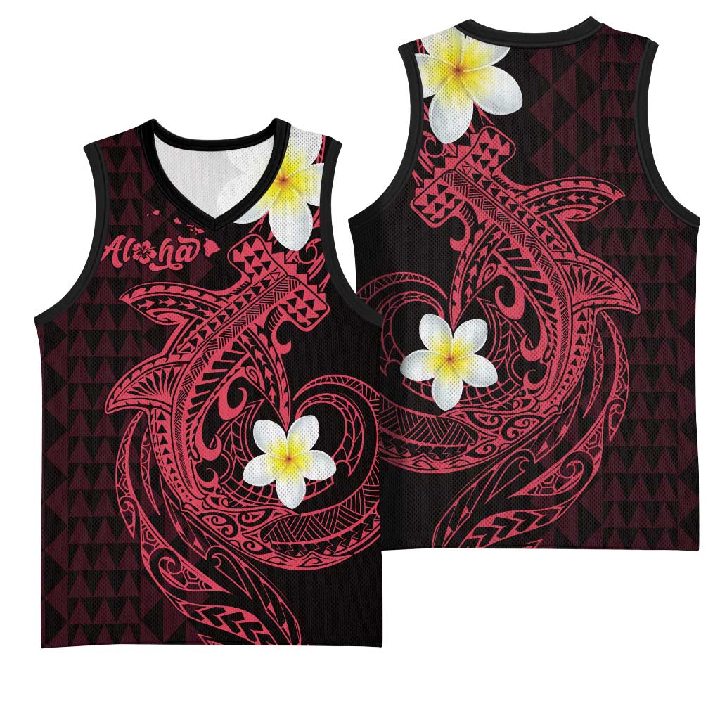 Aloha Hammerhead Shark Basketball Jersey Feverish Pink Hawaiian Kakau Tribal Tattoo LT9 - Polynesian Pride
