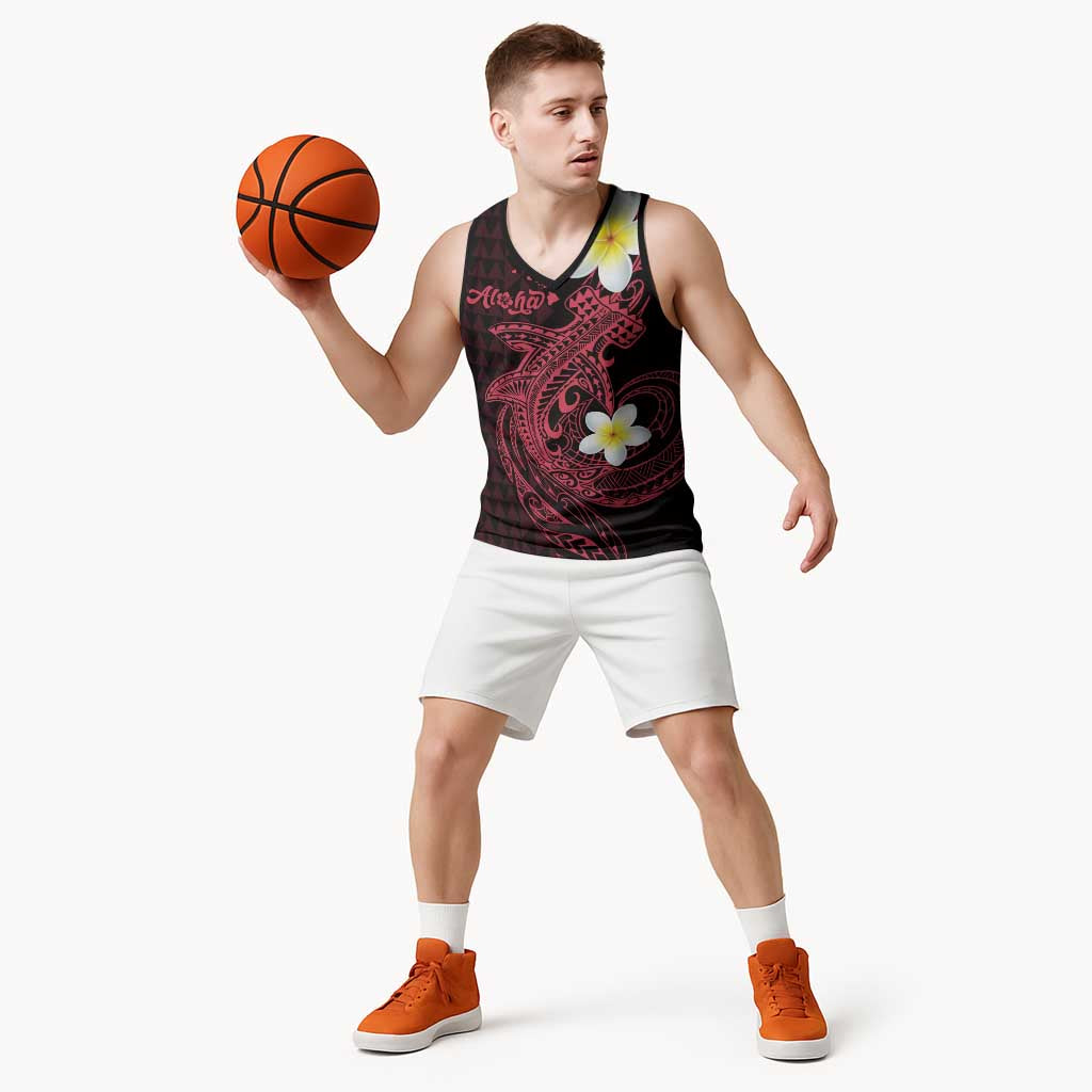Aloha Hammerhead Shark Basketball Jersey Feverish Pink Hawaiian Kakau Tribal Tattoo LT9 - Polynesian Pride