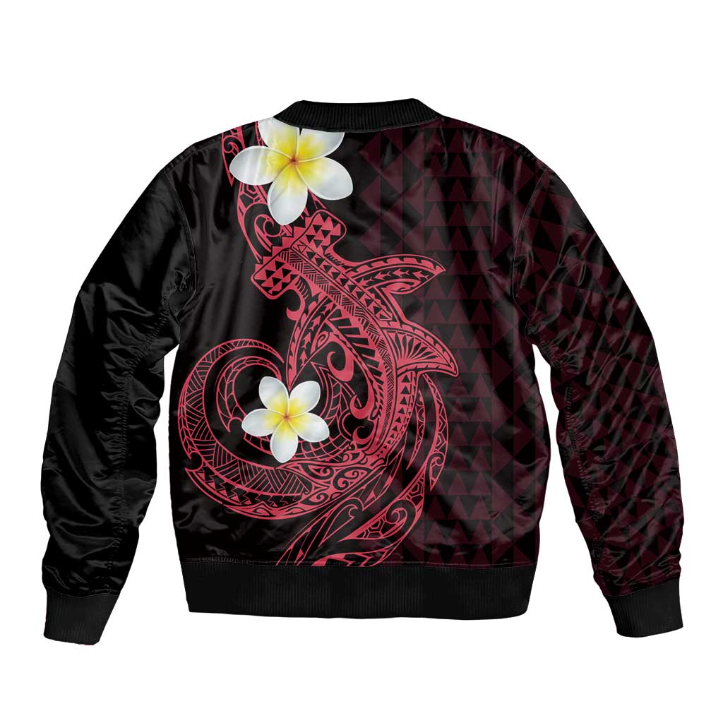 Aloha Hammerhead Shark Bomber Jacket Feverish Pink Hawaiian Kakau Tribal Tattoo