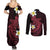 Aloha Hammerhead Shark Couples Matching Summer Maxi Dress and Long Sleeve Button Shirt Feverish Pink Hawaiian Kakau Tribal Tattoo