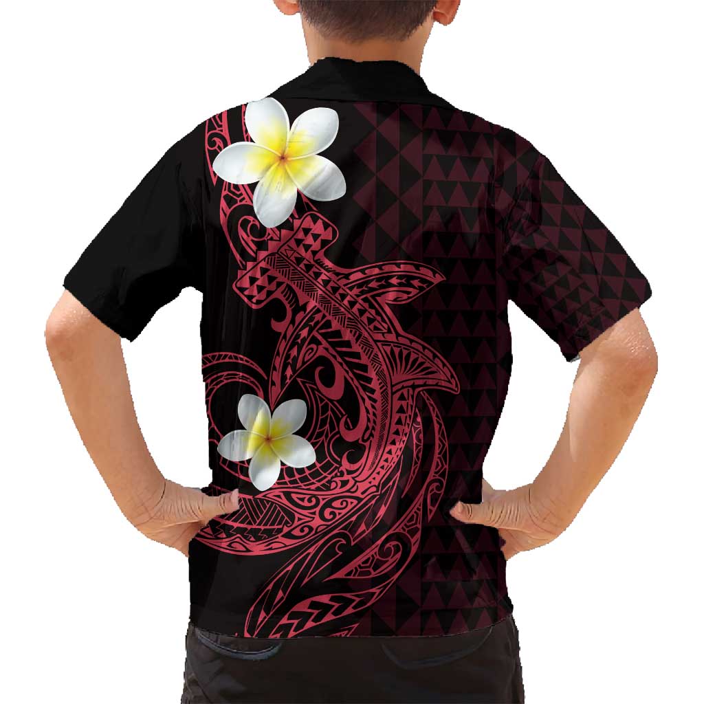 Aloha Hammerhead Shark Family Matching Off Shoulder Short Dress and Hawaiian Shirt Feverish Pink Hawaiian Kakau Tribal Tattoo LT9 - Polynesian Pride
