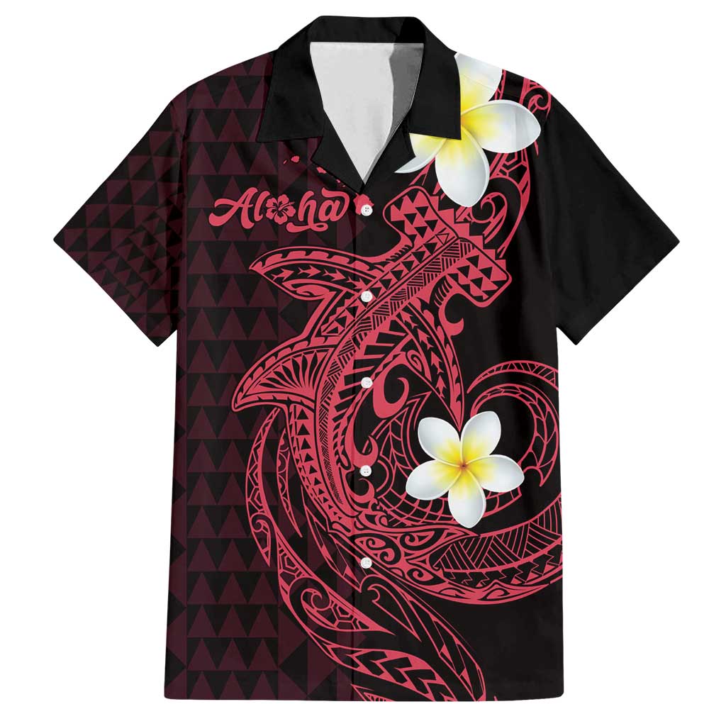 Aloha Hammerhead Shark Family Matching Off Shoulder Short Dress and Hawaiian Shirt Feverish Pink Hawaiian Kakau Tribal Tattoo LT9 Dad's Shirt - Short Sleeve Pink - Polynesian Pride