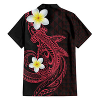 Aloha Hammerhead Shark Family Matching Off Shoulder Short Dress and Hawaiian Shirt Feverish Pink Hawaiian Kakau Tribal Tattoo LT9 - Polynesian Pride