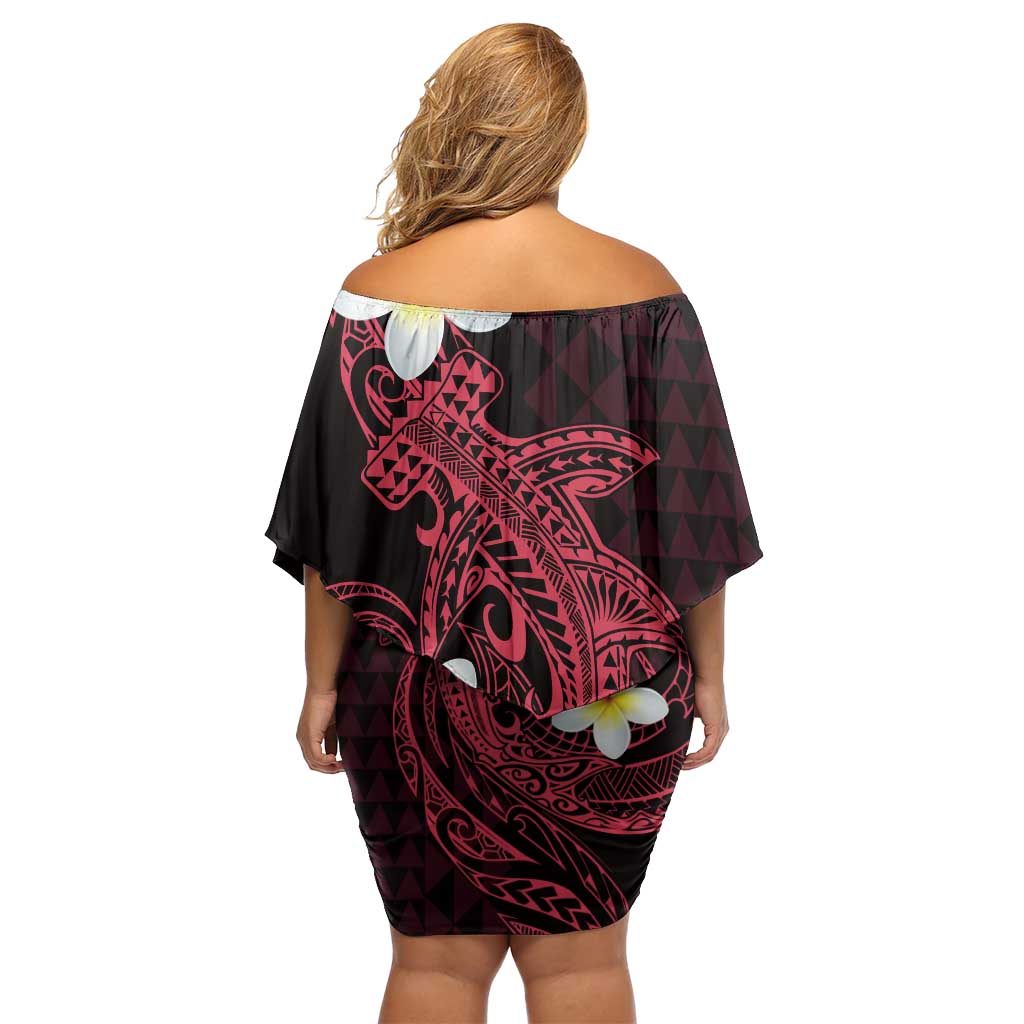 Aloha Hammerhead Shark Family Matching Off Shoulder Short Dress and Hawaiian Shirt Feverish Pink Hawaiian Kakau Tribal Tattoo LT9 - Polynesian Pride