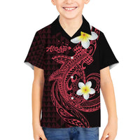 Aloha Hammerhead Shark Family Matching Off Shoulder Short Dress and Hawaiian Shirt Feverish Pink Hawaiian Kakau Tribal Tattoo LT9 Son's Shirt Pink - Polynesian Pride
