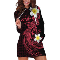 Aloha Hammerhead Shark Hoodie Dress Feverish Pink Hawaiian Kakau Tribal Tattoo
