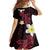 Aloha Hammerhead Shark Kid Short Sleeve Dress Feverish Pink Hawaiian Kakau Tribal Tattoo