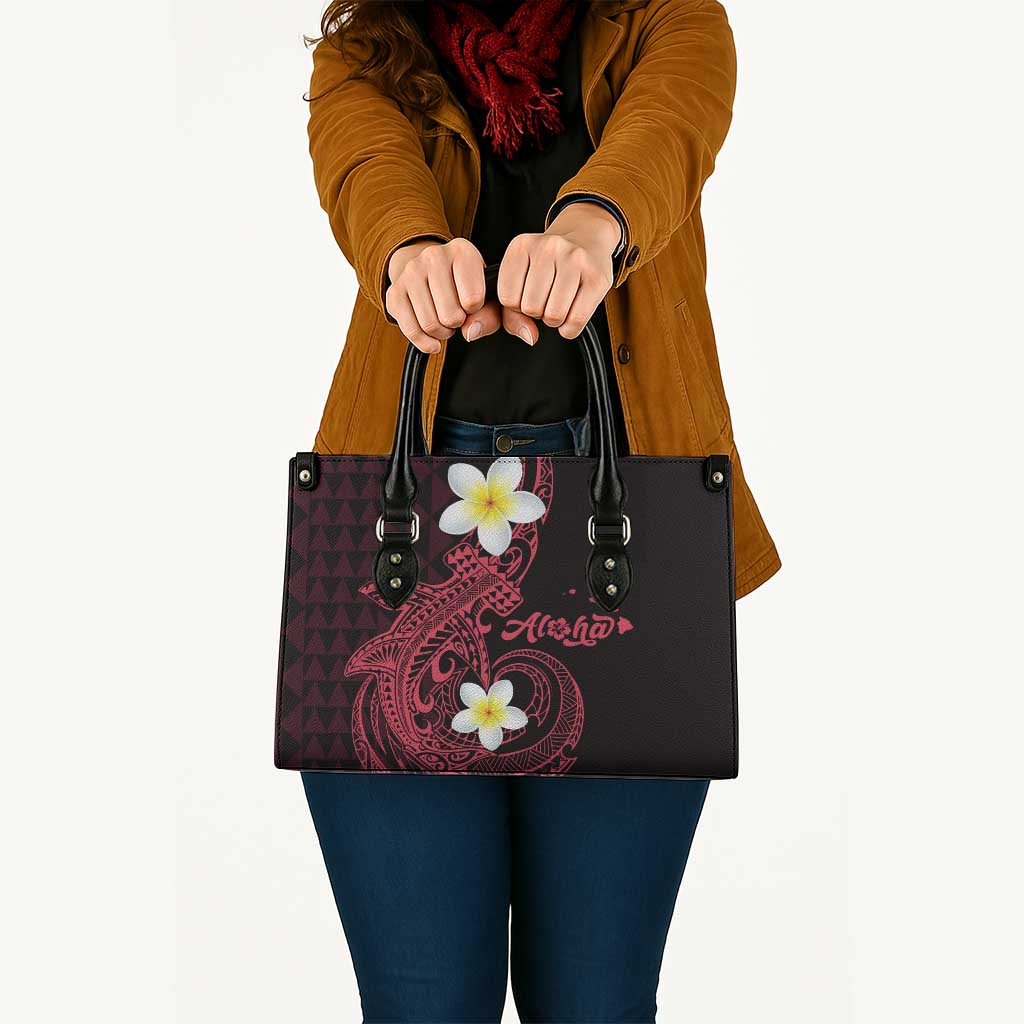 Aloha Hammerhead Shark Leather Bag Feverish Pink Hawaiian Kakau Tribal Tattoo - Polynesian Pride