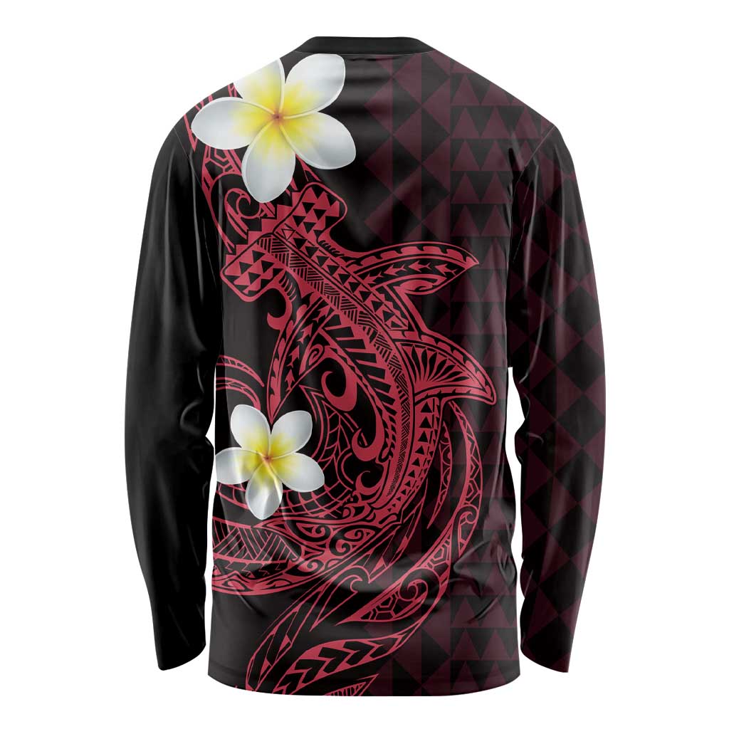 Aloha Hammerhead Shark Long Sleeve Shirt Feverish Pink Hawaiian Kakau Tribal Tattoo